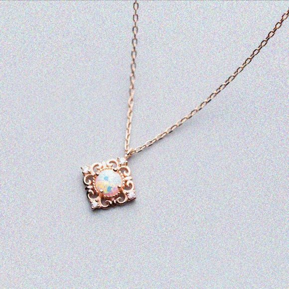 Rose Gold Fire Opal Necklace Gold Vermeil Chain - Picture 2 of 6